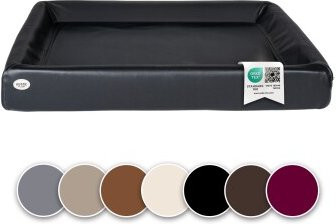 SABRO Hundebett KUDDE aus Kunstleder in Schwarz mit orthopädischem Schaumstoff und erhöhtem Rand - Bild 1