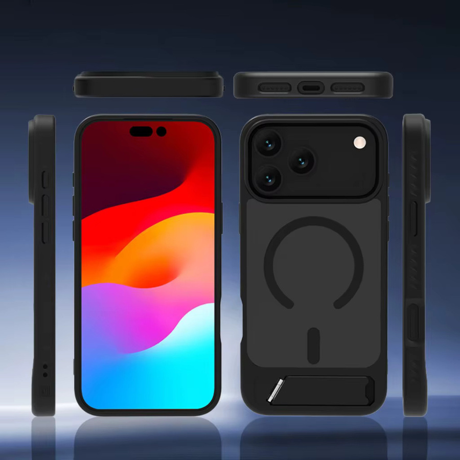 SZMUGUA Magnetische Handyhülle mit unsichtbarem Ständer für iPhone 17 Air, 17e, 16e, 16, 15 Pro Max in Schwarz und Blau - Bild 3