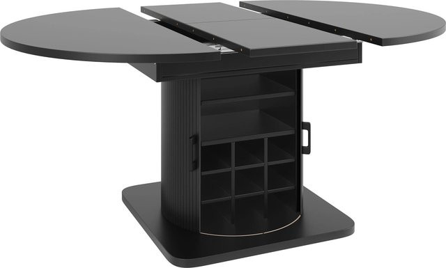 Merax Esstisch ausziehbar in Schwarz, moderner MDF Tisch mit Metallgestell, B/T/H: 118 x 76 x 75 cm - Bild 1