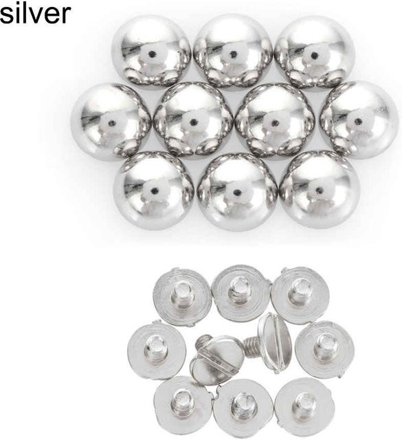 10 Stück Pilz-Kuppelkopfschrauben aus Metall in Gold oder Silber, Rundkopfschrauben für DIY-Projekte an Kleidung, Taschen und Schuhen, Länge: 12 mm - Bild 1