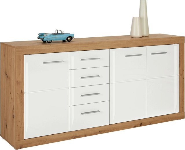 Mömax Sideboard Malta in Weiß und Eiche mit Soft-Close-Schubladen, B/H/T: 179 x 86 x 40 cm - Bild 1