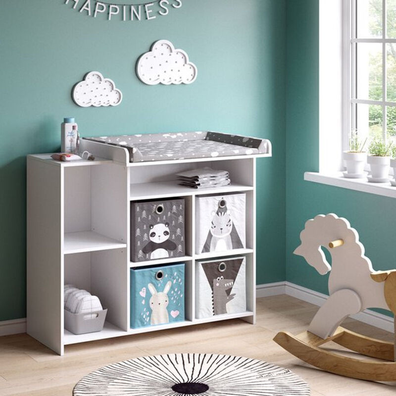 Vicco Wickelkommode Oskar Simple Weiß mit Kinder-Faltboxen für das Babyzimmer - Bild 2