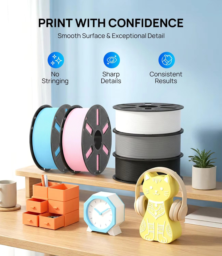JAYO 3D-Druckerfilament Multicolour, 3,3 kg, 1,75 mm PLA / PETG / PLA+ für FDM-Drucker und 3D-Stifte - Bild 3