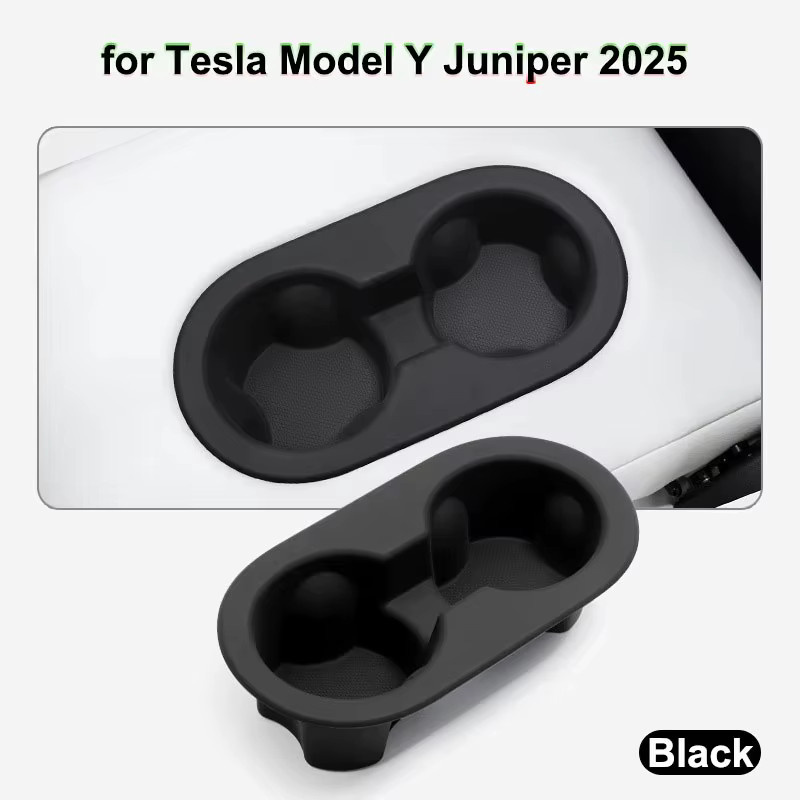 Beworth Becherhalter aus Silikon für Tesla Modell Y Juniper 2025 2026, Schwarz, Getränkehalter für vorne und hinten - Bild 5