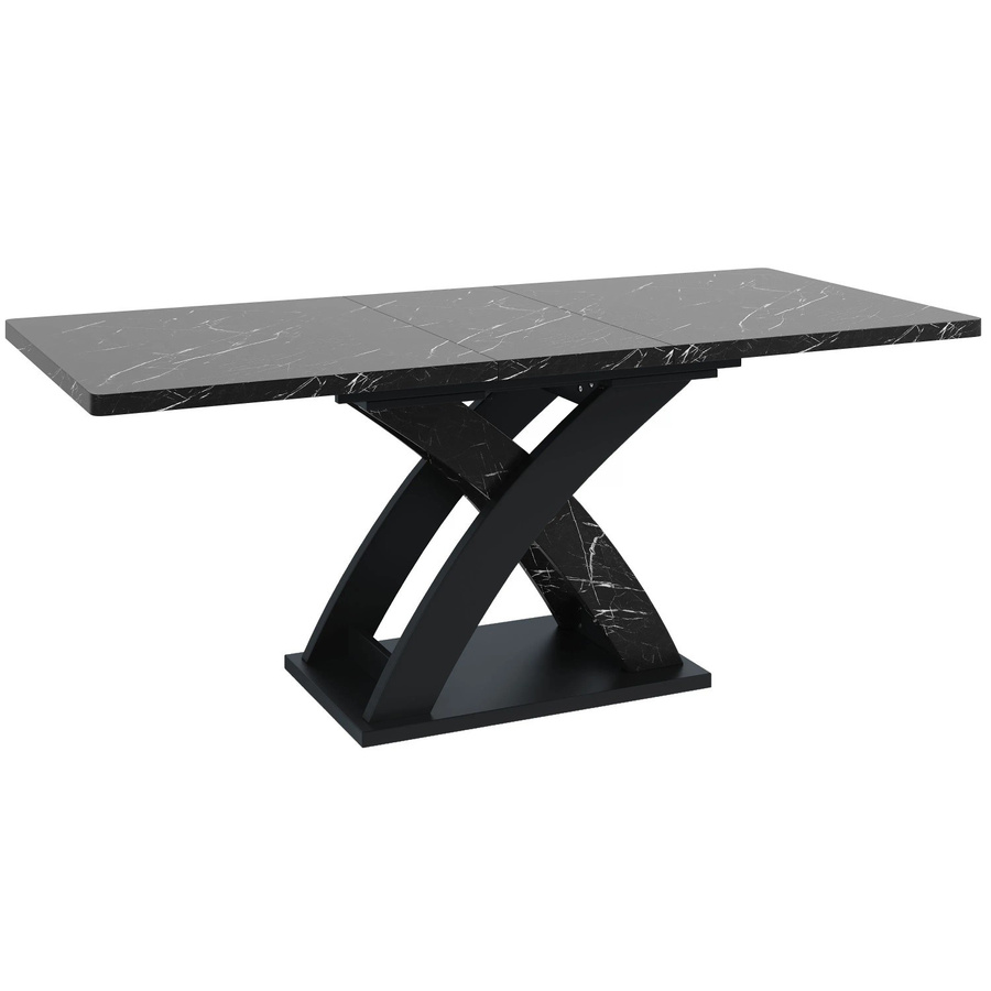 okwish Ausziehbarer Esstisch für 6 Personen in Schwarz mit schwarz weißer Musteroberfläche, B/T/H: 120 x 80 x 75 cm - Bild 2