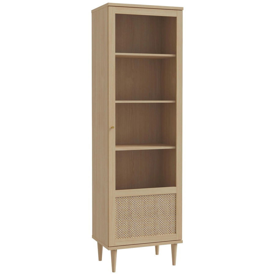 Premium Living Vitrine Calasetta in Eichefarben und Beige mit Glastüren und Regalböden, H x B x T: 198,5 x 60,4 x 41,4 cm - Bild 2