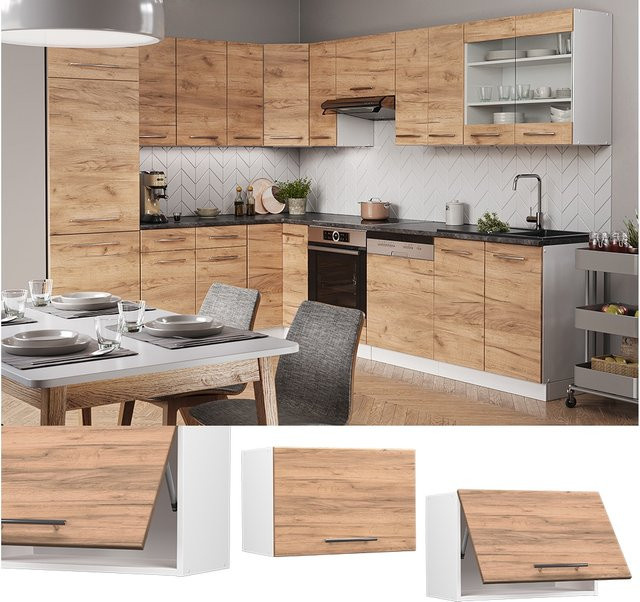 Vicco Hängeschrank Fame-Line Küchenschrank Weiß Eiche mit Softclose-Scharnieren Breite: 60 cm, Höhe: 40 cm, Tiefe: 34,1 cm - Bild 1