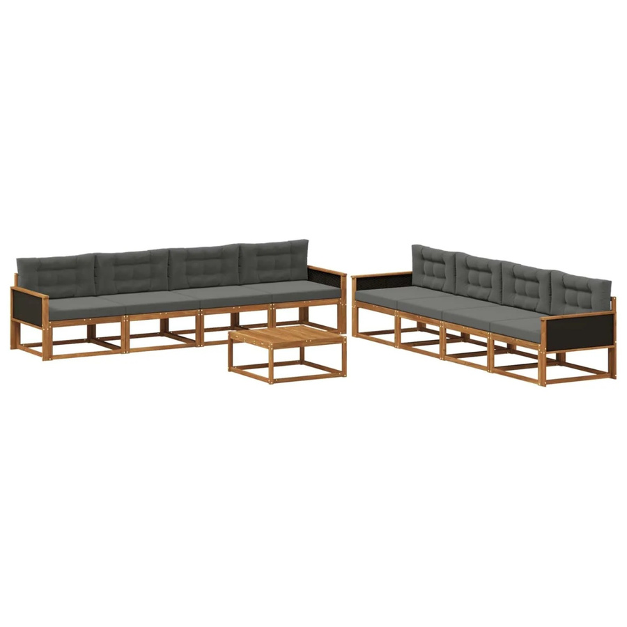 vidaXL Outdoor-Sofagarnitur L-Form aus Akazienholz mit Kissen in Anthrazit und Natur - Bild 2