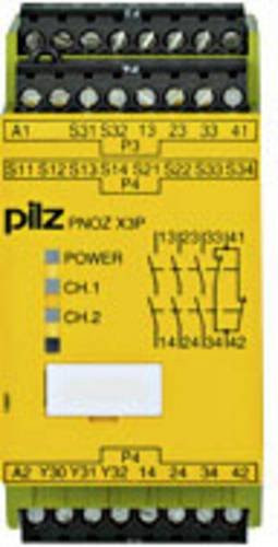 Pilz Sicherheitsschaltgerät PNOZ X3P 24VDC 24VAC 3n/o 1n/c 1so Gelb B/H/T: 45 x 94 x 121 mm - Bild 1