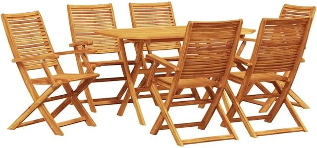 vidaXL Garten Essgruppe aus Massivholz Akazie, 7-teilig, Braun - Bild 1