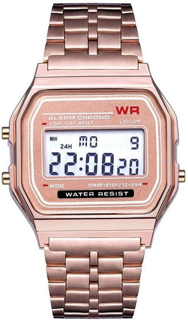 Armbanduhr Digital, Quarz, Edelstahl, Gold, Unisex - Bild 1
