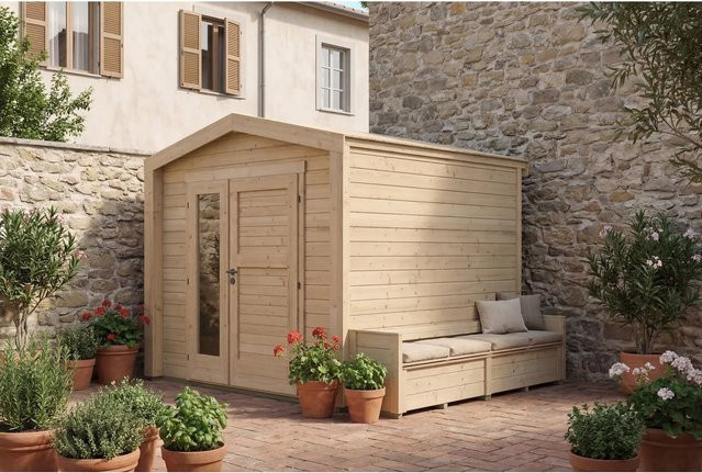Weka Holz-Gartenhaus Killarney mit Satteldach in Natur Braun B: 308 cm, T: 263 cm, H: 241 cm - Bild 1