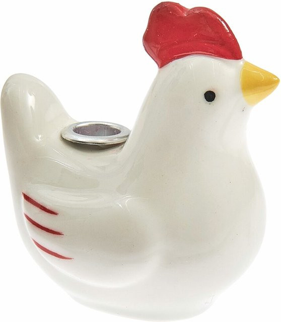 Rico Design Keramik Kerzenhalter Huhn in Weiß für Osterdekoration - Bild 1