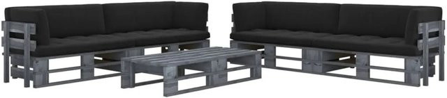 vidaXL 6-teiliges Paletten-Lounge-Set aus imprägniertem Kiefernholz in Grau mit Polsterkissen - Bild 1