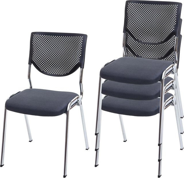 PROREGAL 4er-Set Besucherstühle Dunkelgrau Stapelbare Konferenzstühle mit Stoffbezug H: 83 cm, B: 49 cm, T: 58 cm - Bild 1