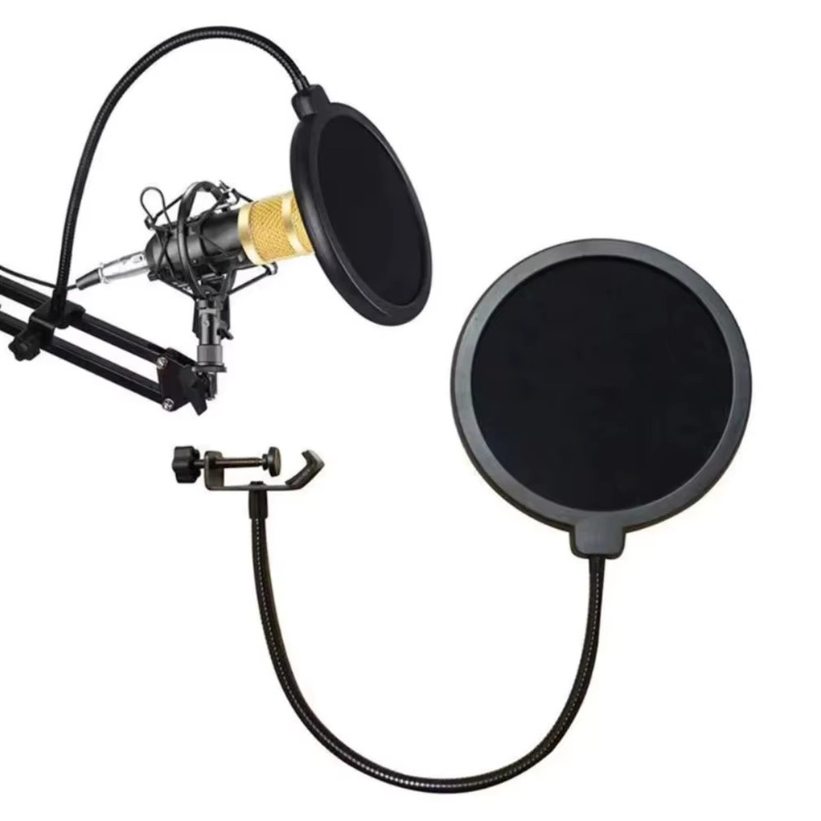 VIKEFON Metall Pop-Filter Universal Mikrofon-Windschutz in Schwarz für Studio-Aufnahmen und Kondensatormikrofone - Bild 2