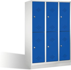 C+P Doppelstockspind Classic auf Sockel mit 6 Fächern, Front Enzianblau und Korpus Lichtgrau, H x B x T: 180 x 120 x 50 cm - Bild 1