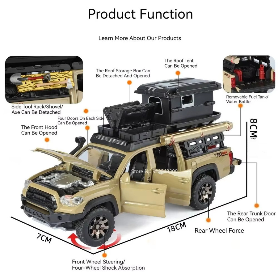 RMZ city Tacoma Prado Spielzeugauto-Modell, 1:32 Maßstab, aus Legierung, mit öffnenden Türen, Gummireifen - Bild 1