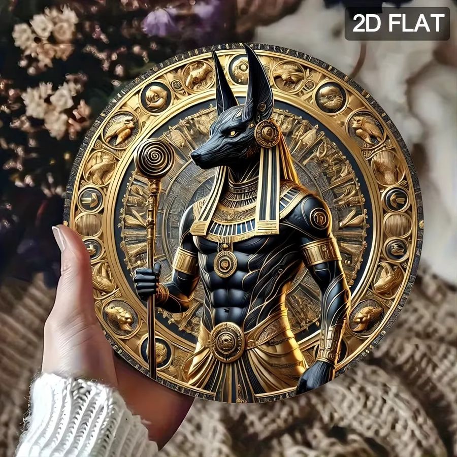 Zeegoon Wanddekoration Ägyptischer Gott aus Metall, rundes Metallschild für Zuhause, Büro und Café - Bild 3