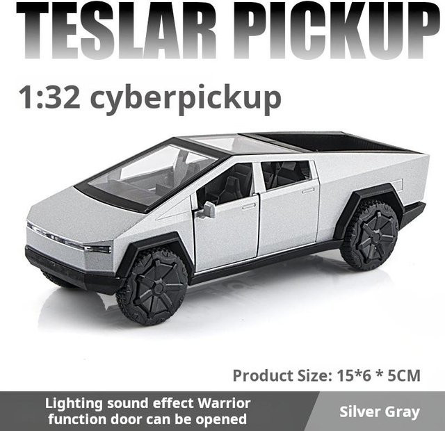 Fourall- Model Cars Tesla Cybertruck Pickup, Modellauto, Maßstab 1:32, silber - Bild 1