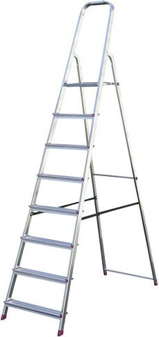 Krause Stufen-Stehleiter CORDA mit 8 Sprossen aus Aluminium in Silber, Höhe: 165 cm - Bild 1