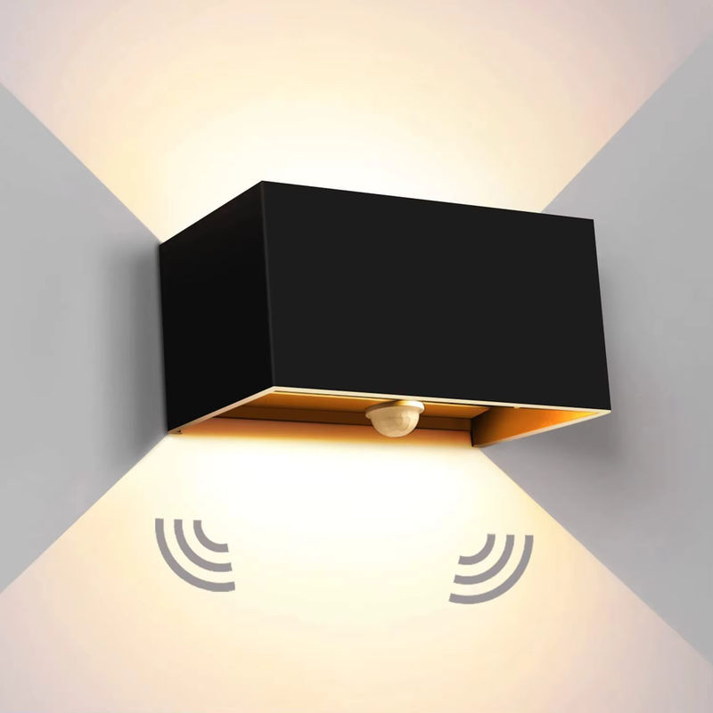 SUNMEIYI LED-Außenwandleuchte mit Bewegungsmelder, 24 W, Up-Down-Beleuchtung, IP65 wasserdicht, Schwarz/Weiß, modern und verstellbar - Bild 6