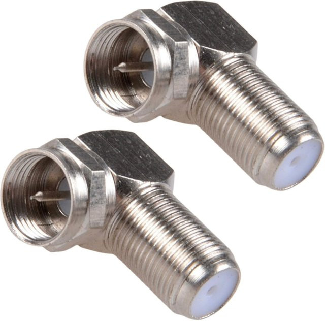 AOKIN 2 Stück RG6 F-Typ 90-Grad-Koaxialstecker auf Buchse L-förmiger Kabeladapter in Silber - Bild 1
