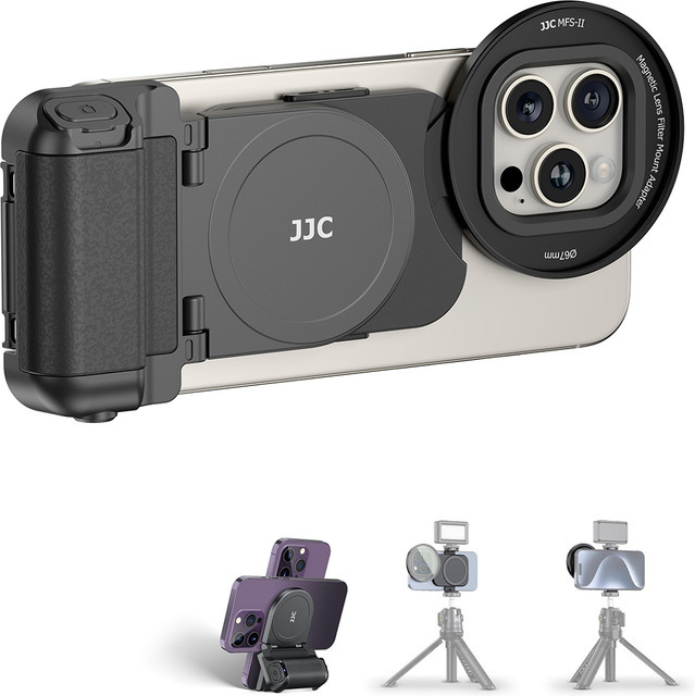 JJC Magnetischer Handy-Objektivfilteradapter und magnetischer Snapgrip-Handgriff für iPhone 17 16 15 14 Pro Max in Schwarz - Bild 1