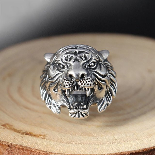 Everoyal Ring 925 Silber, Tiger Kopf, Herren - Bild 1