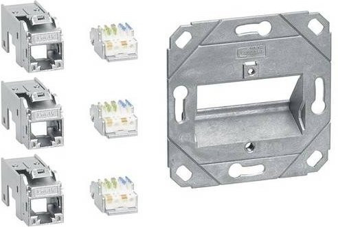 Hager Elektro-Sockelleisten-Zubehör Geräteeinsatz RJ45 Cat.6 in Weiß und Silber - Bild 1