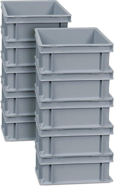 BRB 21241 Euro-Stapelbehälter aus Kunststoff, Grau, 10er Set, B/T/H: 30 x 20 x 12 cm - Bild 1
