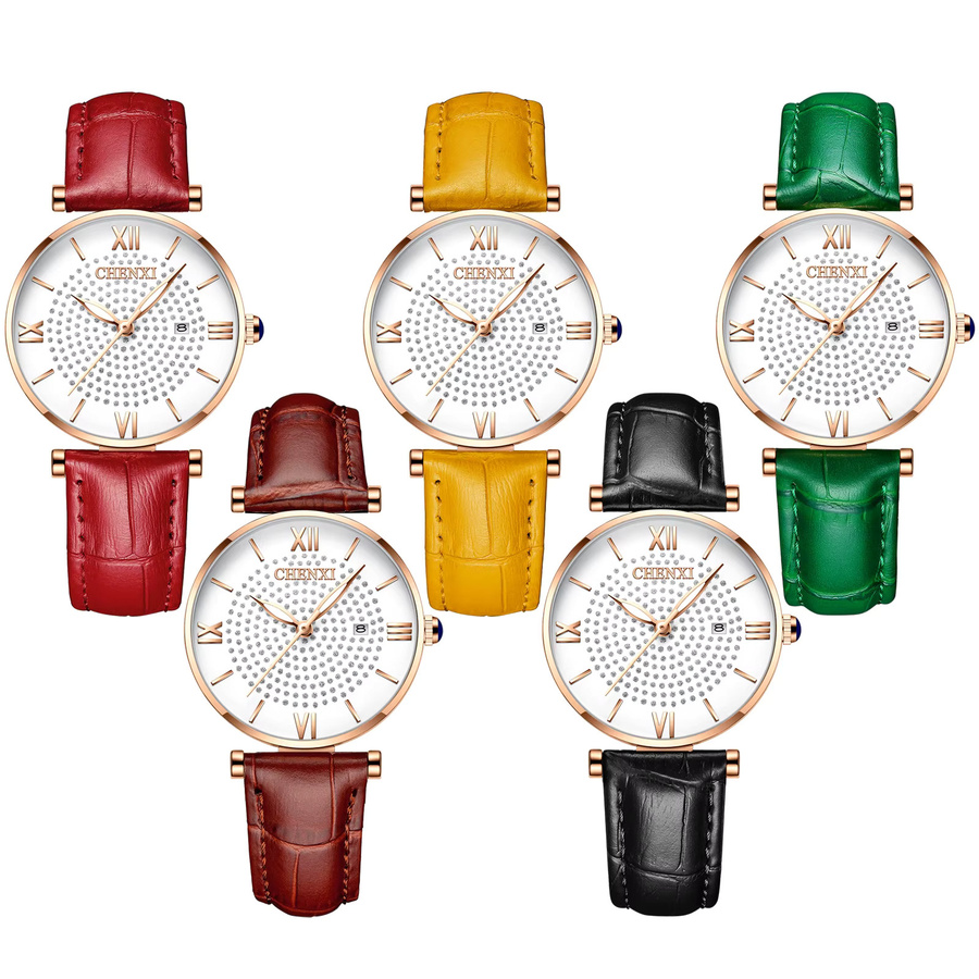 CHENXI Armbanduhr, Edelstahl, Quarz, Damen, Weiß, Kristall - Bild 5
