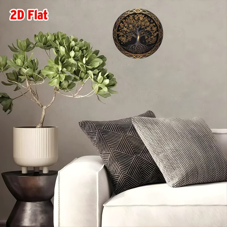 Potdemiel Wandkunst Baum des Lebens Vintage Metallschild in Gold mit keltischem Knoten-Design, Durchmesser: 20,3 cm - Bild 3