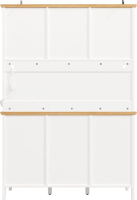 okwish Küchenschrank in Weiß mit LED-Beleuchtung, 4 Türen und 3 Schubladen, modern, B/T/H: 120 x 40 x 179 cm - Bild 1