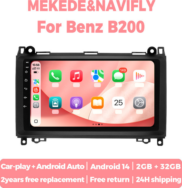 STRONGNAVI Kabelloses 9-Zoll Autoradio mit CarPlay und Android Auto für Mercedes-Benz B-Klasse, Vito, Viano und Sprinter in Schwarz - Bild 1