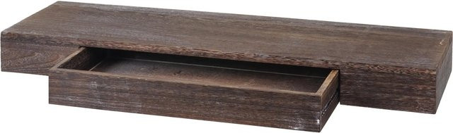 BERLINLODGE Wandregal aus Paulownia-Holz in Braun im Vintage Shabby Stil, H x B x T: 8 x 80 x 25 cm - Bild 1