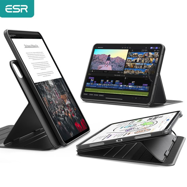 ESR Shift Serie Drehbare Schutzhülle für iPad Pro 13 Zoll (M5/M4) mit abnehmbarer magnetischer Abdeckung in Schwarz oder Grau - Bild 1