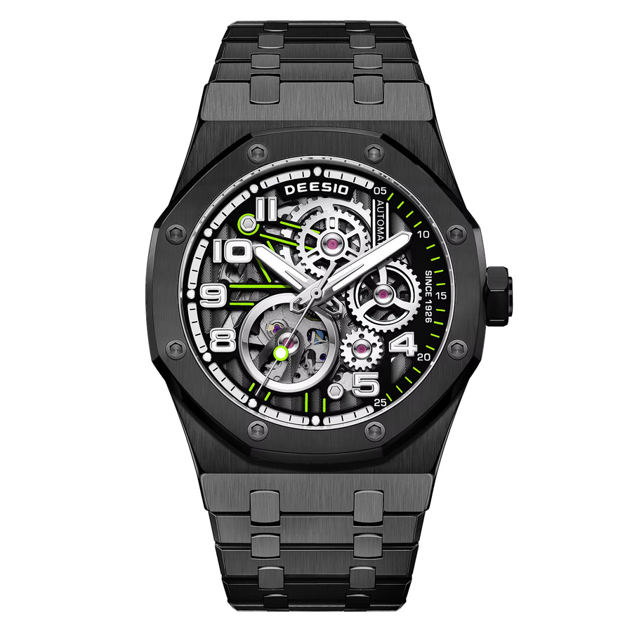 Deesio Armbanduhr Automatik, Edelstahl, Saphirglas, Schwarz, Herren - Bild 3