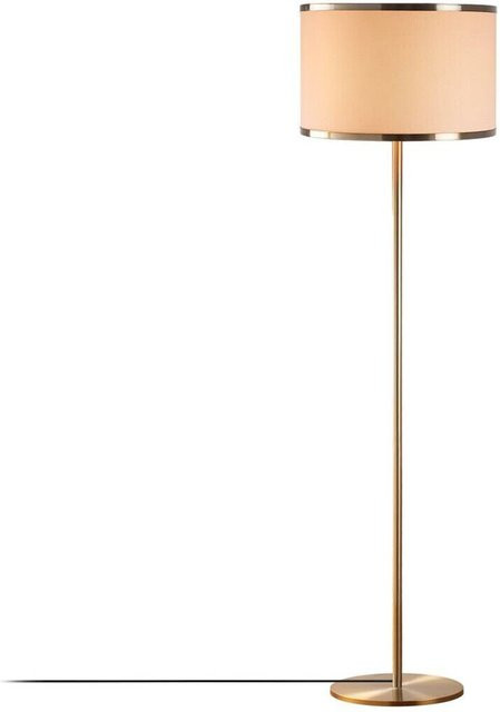 Opviq Stehlampe Way in Beige mit Stoff und Metall, B/T/H: 40 x 40 x 156 cm, E27, Gold/Messing - Bild 1
