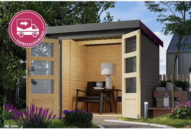 Karibu Holz-Gartenhaus mit Pultdach in modernem Design, lackiert, B/T/H: 213 x 209 x 208,5 cm - Bild 1