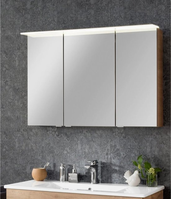 Fackelmann Spiegelschrank b.perfekt in Asteiche mit Softclose-Türen, LED-Beleuchtung und Rasierfach, B/H/T: 100 x 69 x 23,1 cm - Bild 1