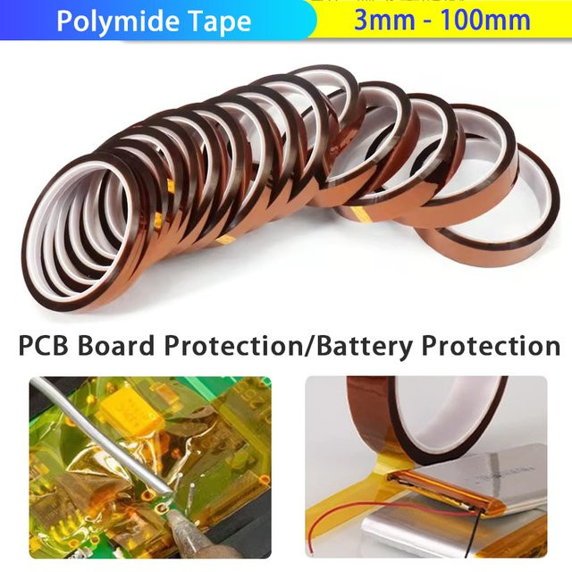 Selbstklebendes Polyimid-Klebeband in Orange, hochtemperaturbeständig und isolierend zum Schutz von Batterien, Länge: 33 m, Breite: 3 mm bis 100 mm - Bild 1
