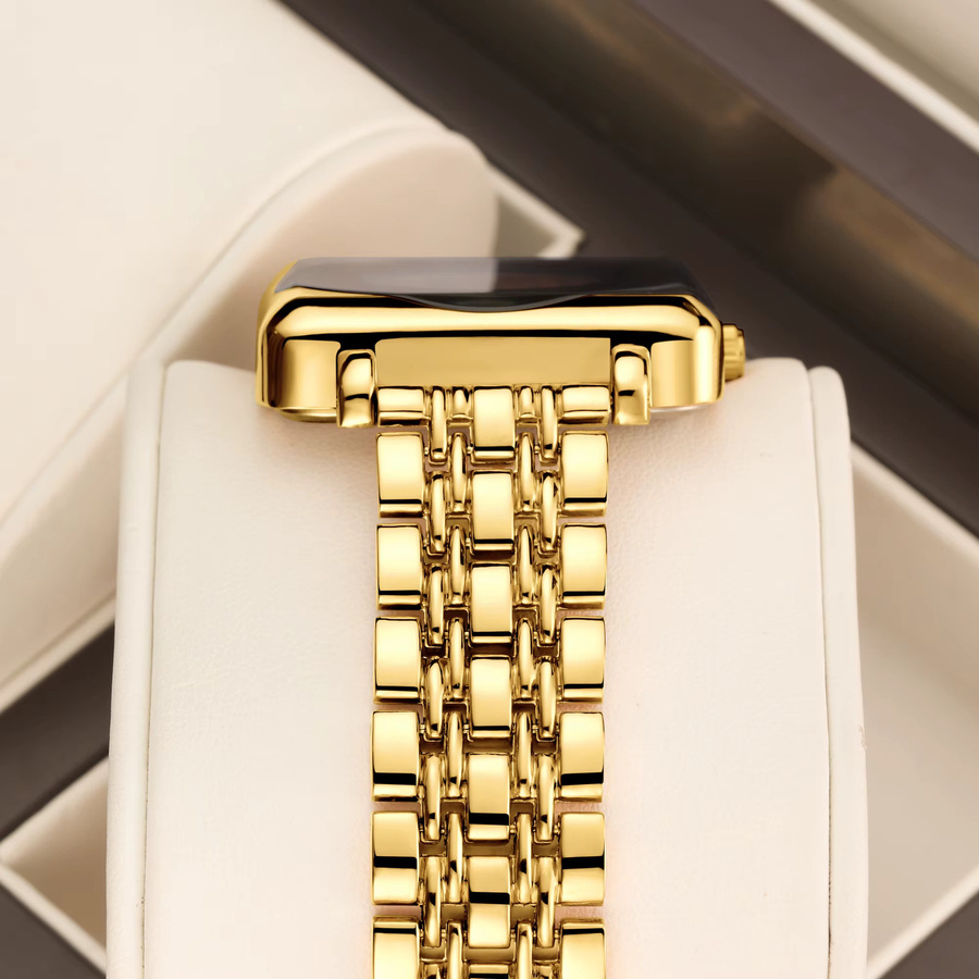 YaLaLuSi Armbanduhr, Damen, Quarz, Edelstahl, Gold, eckiges Zifferblatt - Bild 3