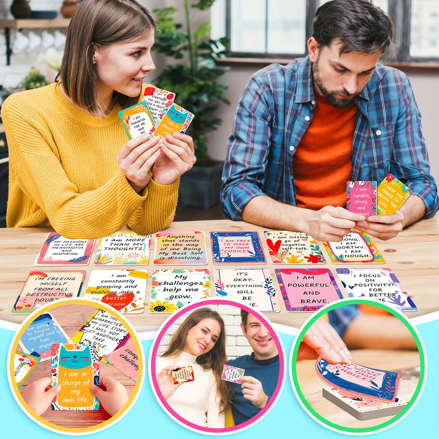 50 motivierende Affirmationskarten mit bunten Designs und inspirierenden Zitaten für Erwachsene in Multicolor - Bild 2