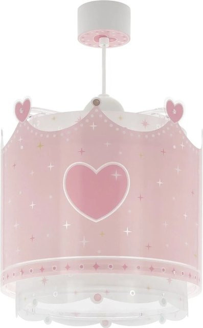 Dalber Kinderzimmer Deckenlampe Krone und Herzen in Rosa und Pink, höhenverstellbar - Bild 1