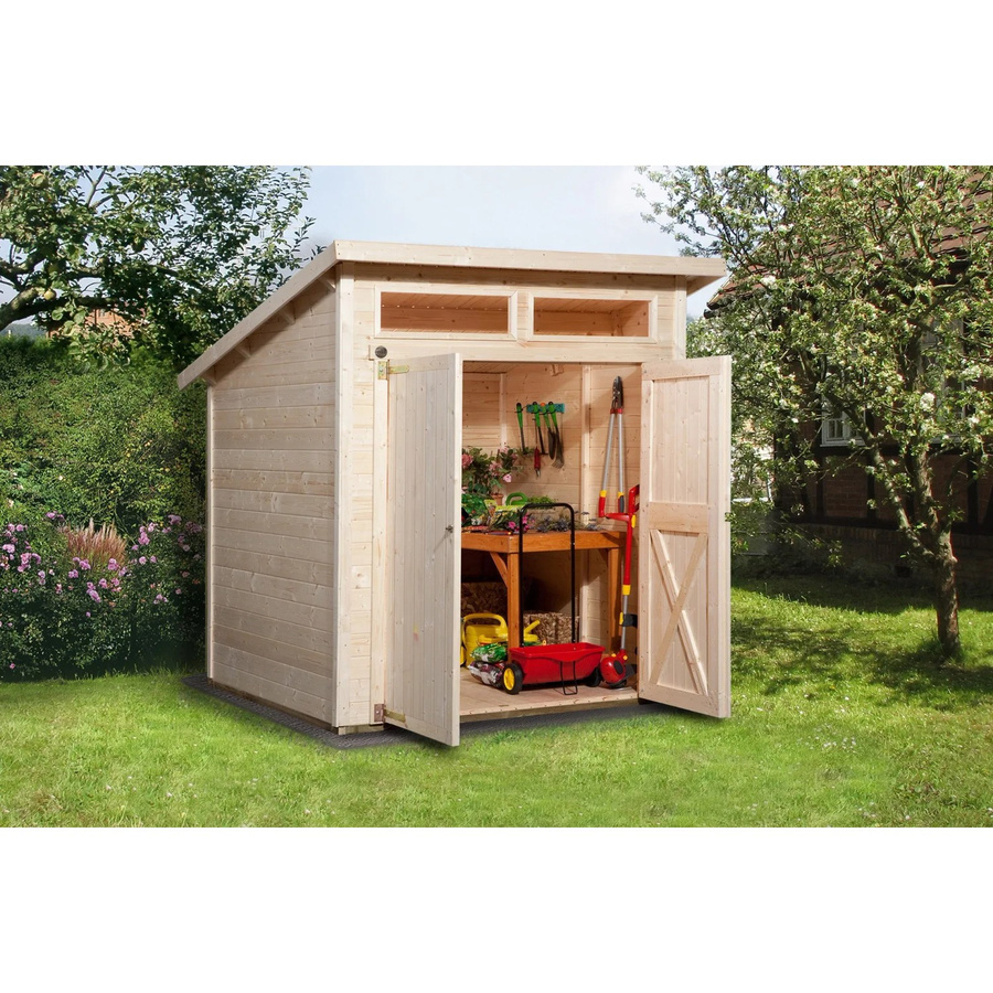 Weka Holz-Gartenhaus Triest mit Pultdach in Unbehandelt und modernem Design B/T/H: 237 x 198 x 180 cm - Bild 2