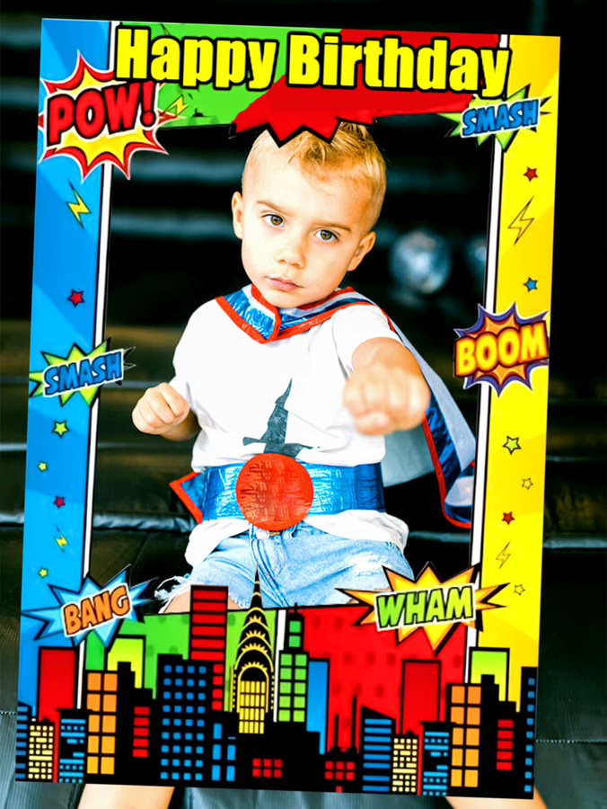 Super Hero Party Supplies, Super Hero Geburtstagsdekoration, Photo Booth Requisiten Rahmen - Bild 4