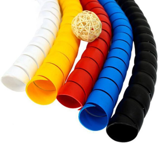 Flexible Spirale Kabelspirale zum Leitungsorganisator und Drahtschutz, Länge: 200 cm, Durchmesser: 8 mm bis 10 mm, Farben: Rot und Mehrfarbig - Bild 1