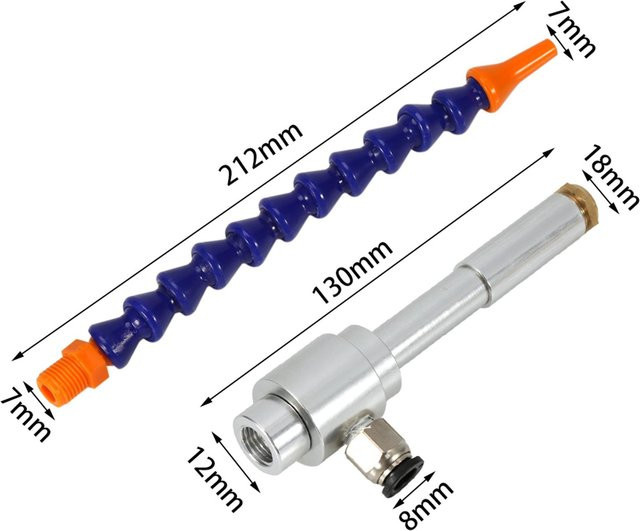 mfySpace Mini Vortex Kaltluft Trockenkühlpistole aus Aluminiumlegierung mit flexiblem Rohr in Silber und Multicolour, 130 mm - Bild 1
