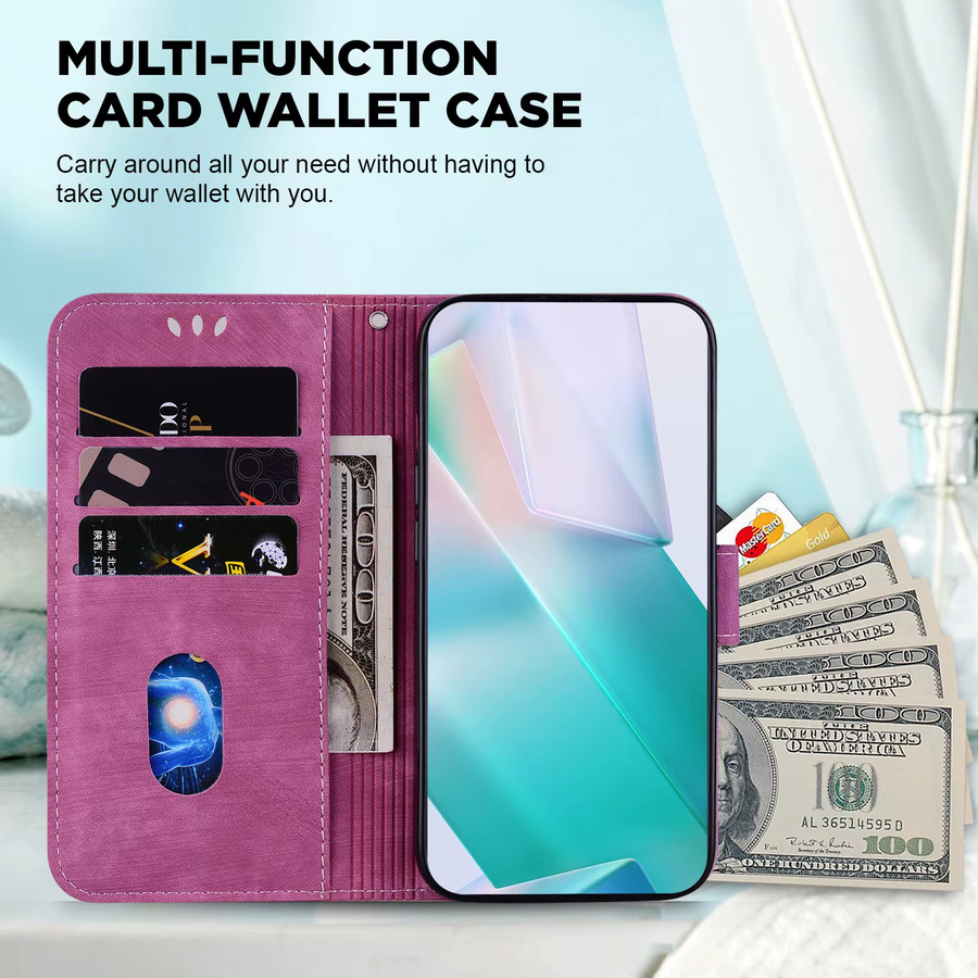 Magnetische Leder-Handyhülle für OnePlus in Lila als Brieftaschen-Schutzhülle - Bild 4